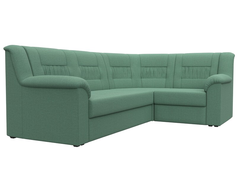 Диван угловой Карелия правый угол, Рогожка, Амур 11 зеленый