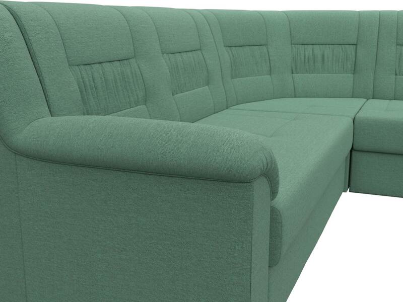 Диван угловой Карелия правый угол, Рогожка, Амур 11 зеленый