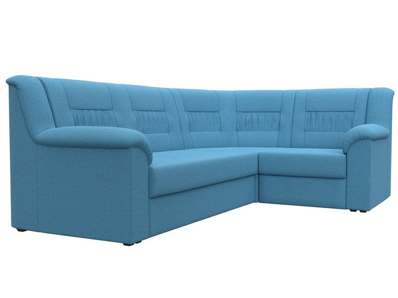 Диван угловой Карелия правый угол, Рогожка, Амур 10 голубой