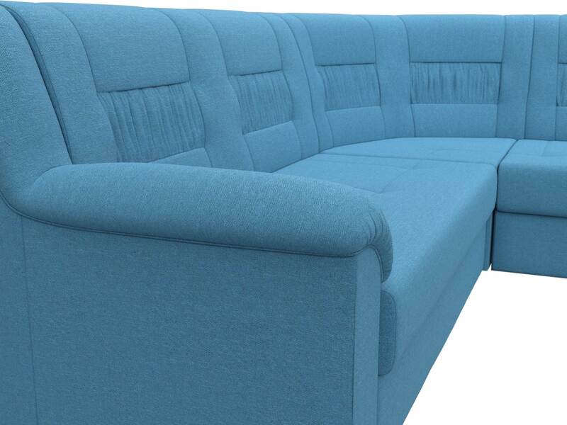 Диван угловой Карелия правый угол, Рогожка, Амур 10 голубой