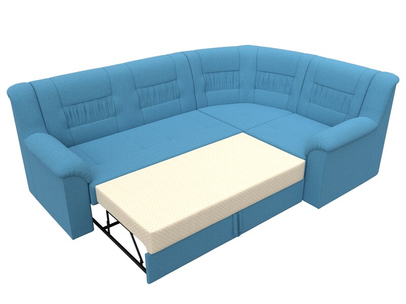 Диван угловой Карелия правый угол, Рогожка, Амур 10 голубой