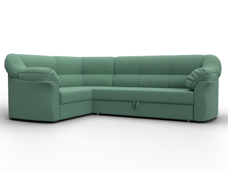 Диван угловой Карнелла левый угол, Рогожка, Амур 11 зеленый