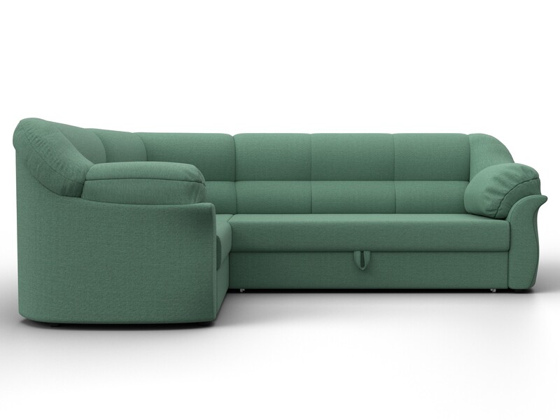 Диван угловой Карнелла левый угол, Рогожка, Амур 11 зеленый