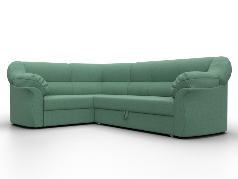 Диван угловой Карнелла левый угол, Рогожка, Амур 11 зеленый