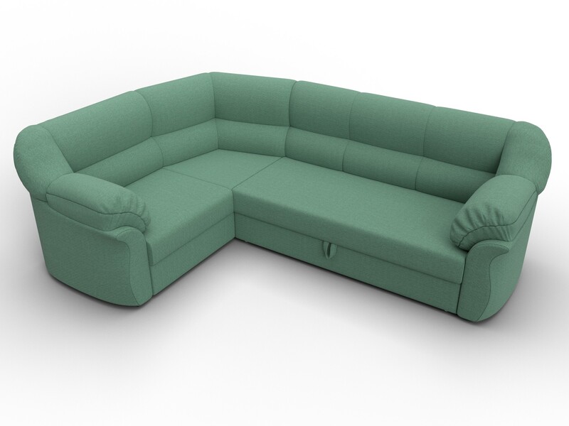 Диван угловой Карнелла левый угол, Рогожка, Амур 11 зеленый