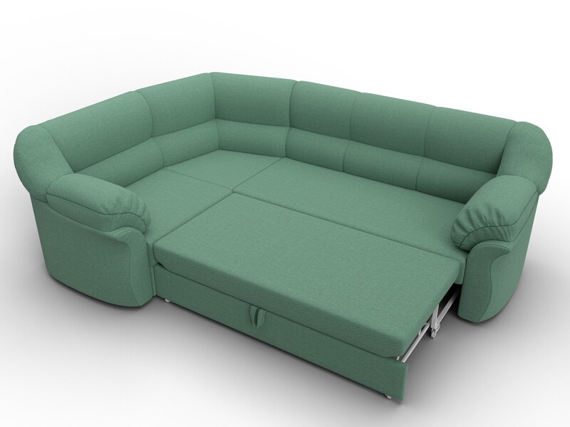 Диван угловой Карнелла левый угол, Рогожка, Амур 11 зеленый