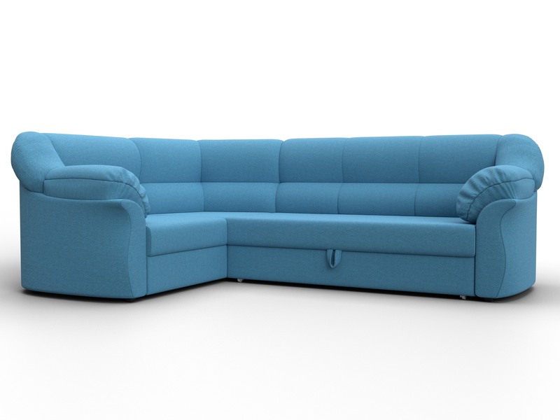 Диван угловой Карнелла левый угол, Рогожка, Амур 10 голубой