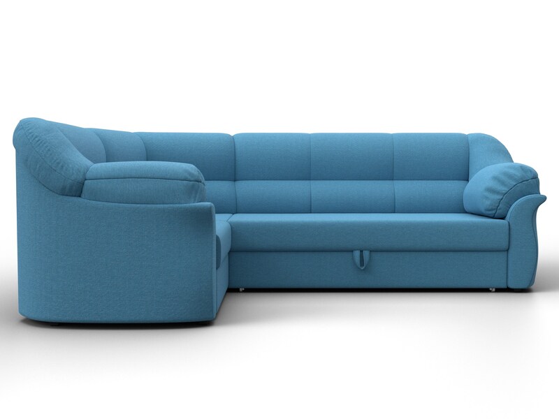 Диван угловой Карнелла левый угол, Рогожка, Амур 10 голубой