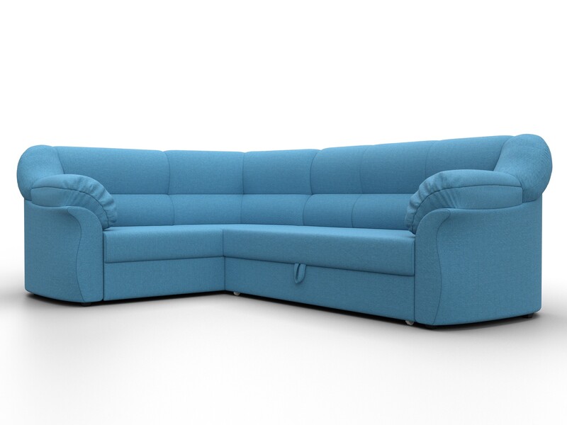 Диван угловой Карнелла левый угол, Рогожка, Амур 10 голубой