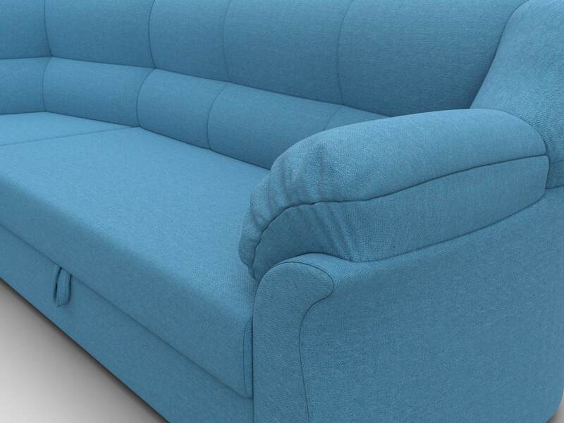 Диван угловой Карнелла левый угол, Рогожка, Амур 10 голубой