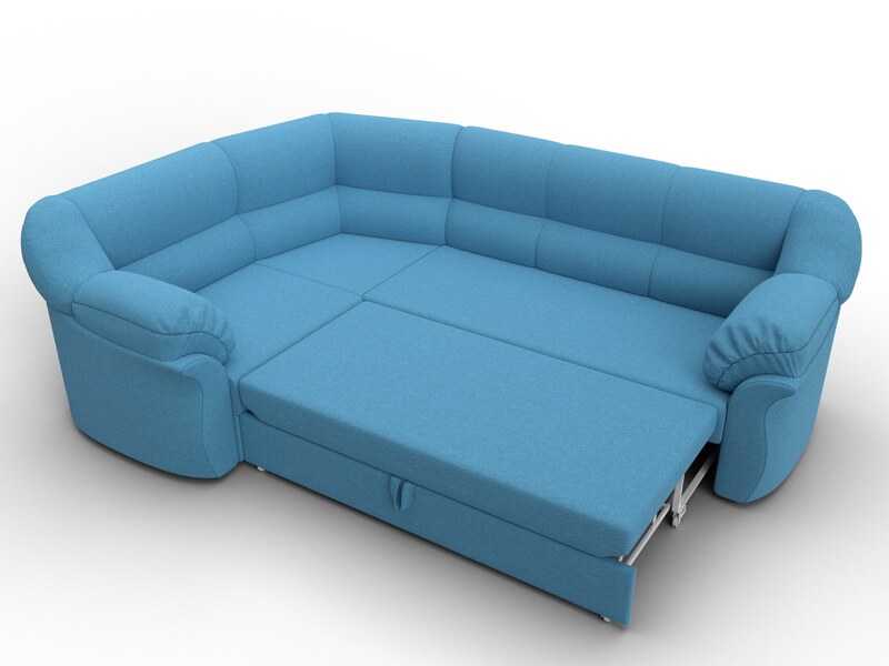 Диван угловой Карнелла левый угол, Рогожка, Амур 10 голубой