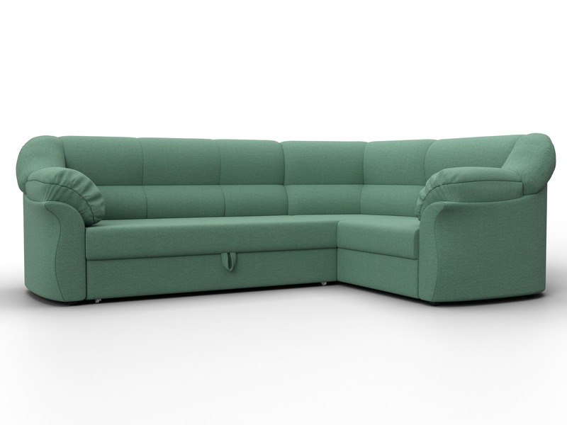 Диван угловой Карнелла правый угол, Рогожка, Амур 11 зеленый
