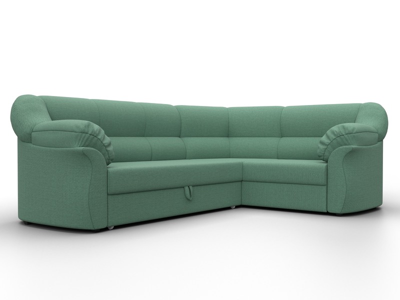 Диван угловой Карнелла правый угол, Рогожка, Амур 11 зеленый