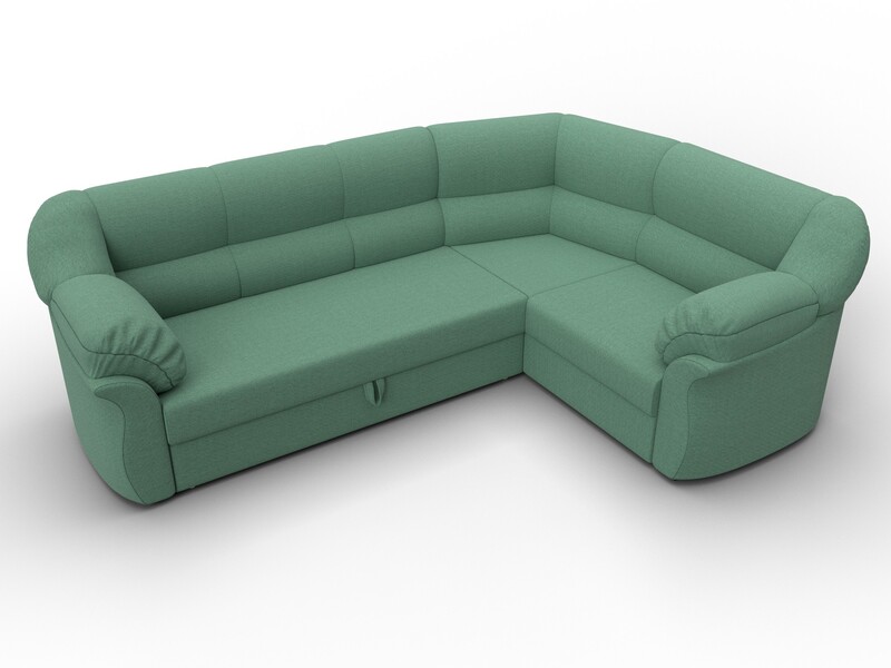 Диван угловой Карнелла правый угол, Рогожка, Амур 11 зеленый