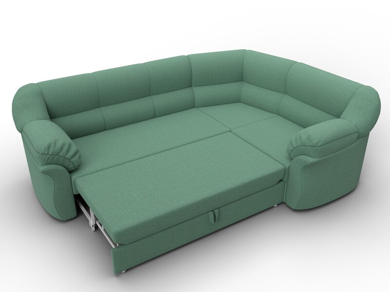 Диван угловой Карнелла правый угол, Рогожка, Амур 11 зеленый