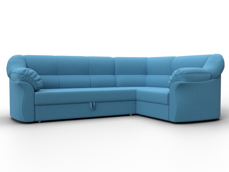 Диван угловой Карнелла правый угол, Рогожка, Амур 10 голубой