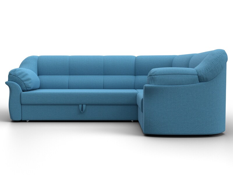 Диван угловой Карнелла правый угол, Рогожка, Амур 10 голубой