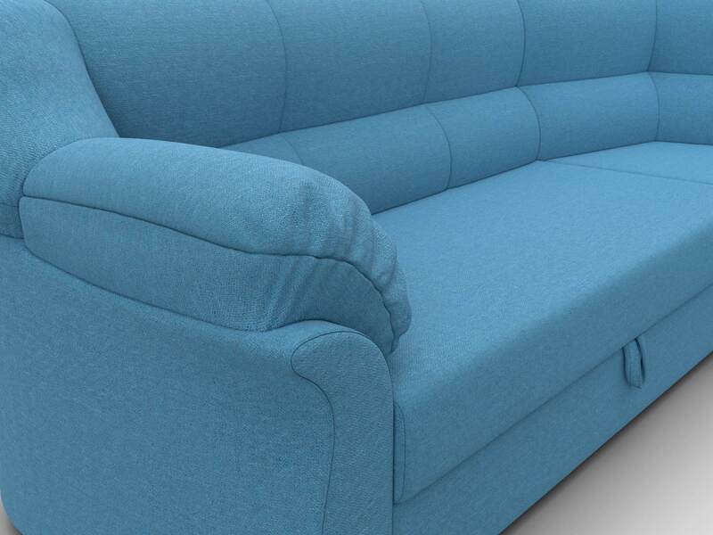 Диван угловой Карнелла правый угол, Рогожка, Амур 10 голубой