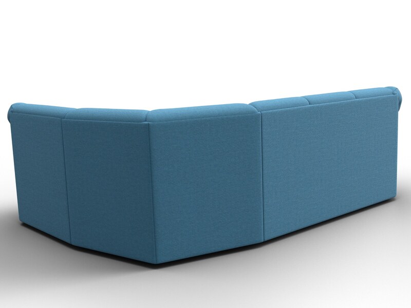 Диван угловой Карнелла правый угол, Рогожка, Амур 10 голубой