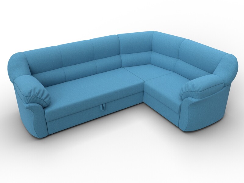 Диван угловой Карнелла правый угол, Рогожка, Амур 10 голубой