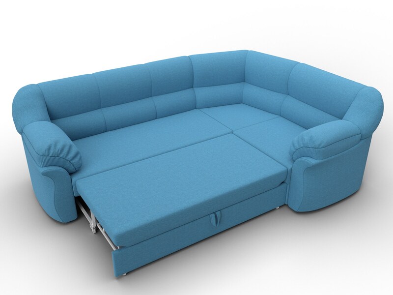 Диван угловой Карнелла правый угол, Рогожка, Амур 10 голубой