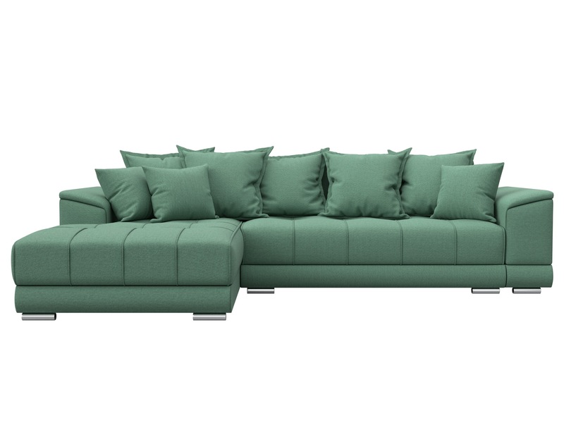 Диван угловой НордСтар левый угол, Рогожка, Амур 11 зеленый