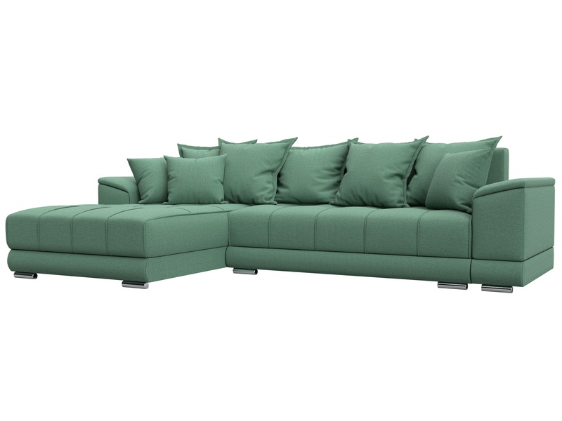 Диван угловой НордСтар левый угол, Рогожка, Амур 11 зеленый
