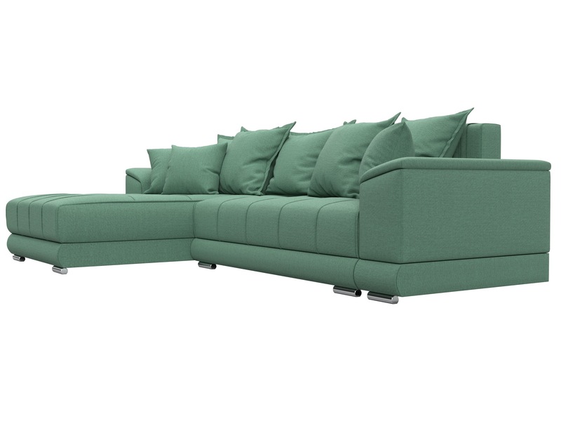 Диван угловой НордСтар левый угол, Рогожка, Амур 11 зеленый