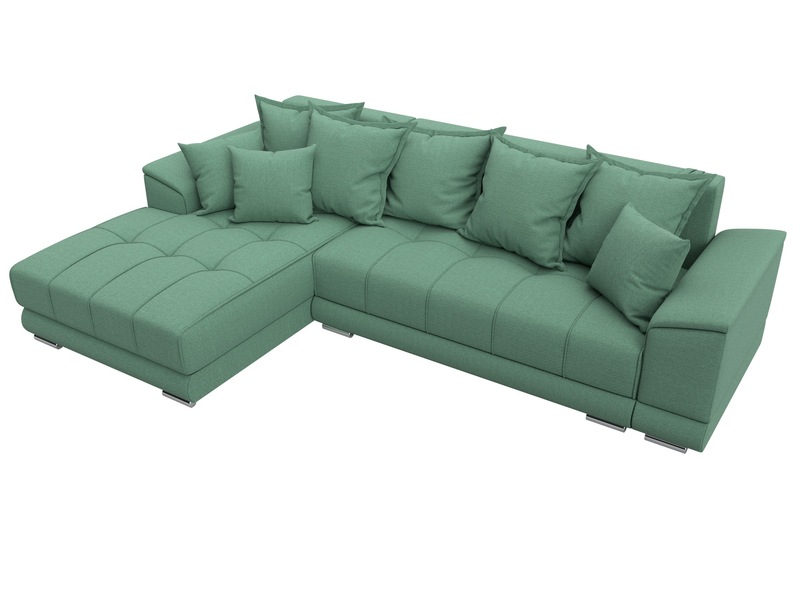 Диван угловой НордСтар левый угол, Рогожка, Амур 11 зеленый