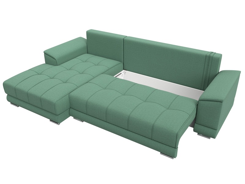 Диван угловой НордСтар левый угол, Рогожка, Амур 11 зеленый