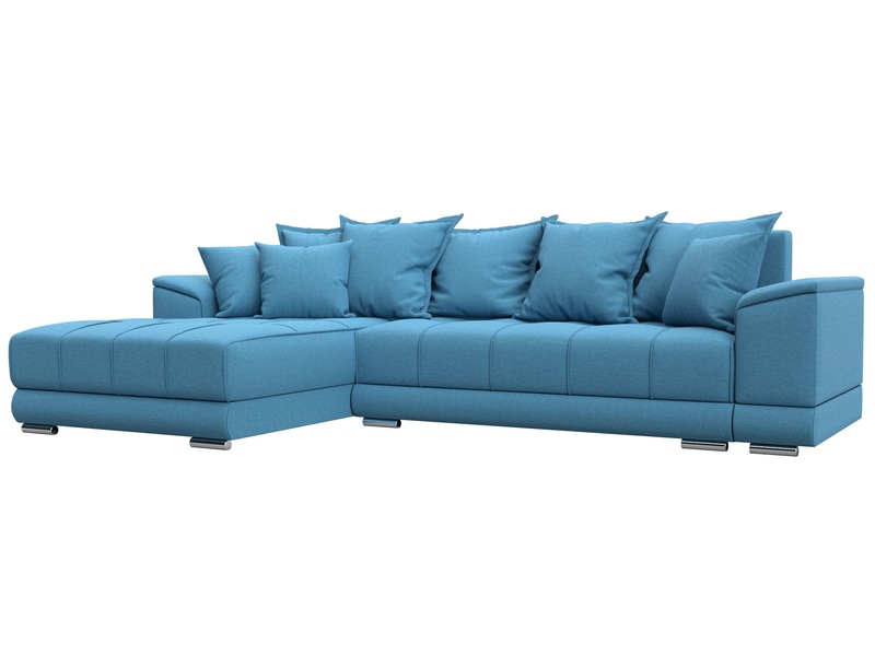 Диван угловой НордСтар левый угол, Рогожка, Амур 10 голубой