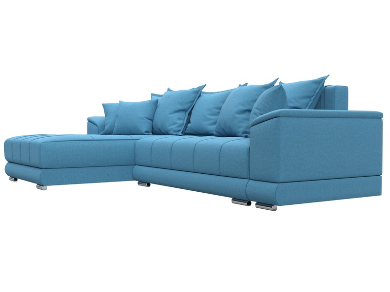 Диван угловой НордСтар левый угол, Рогожка, Амур 10 голубой