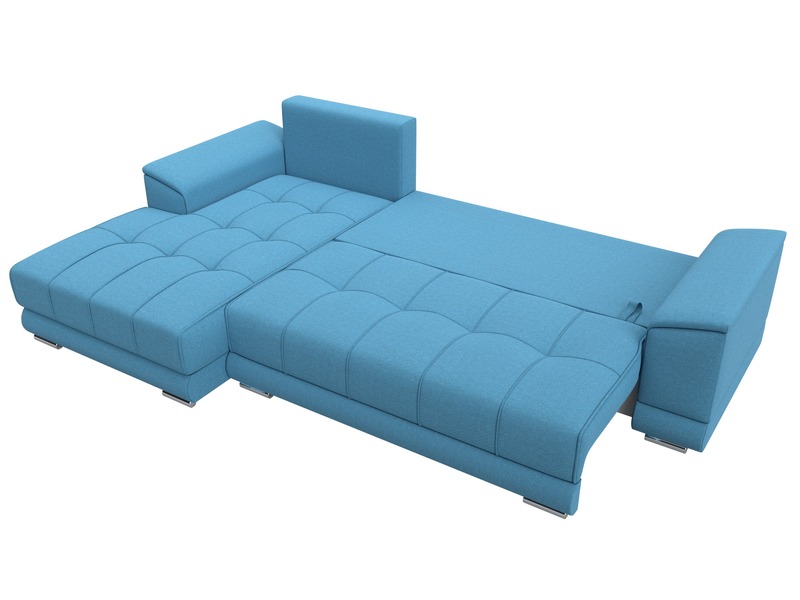 Диван угловой НордСтар левый угол, Рогожка, Амур 10 голубой