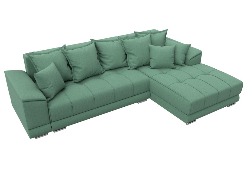 Диван угловой НордСтар правый угол, Рогожка, Амур 11 зеленый