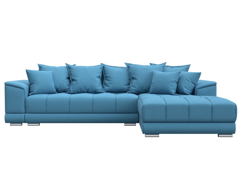 Диван угловой НордСтар правый угол, Рогожка, Амур 10 голубой