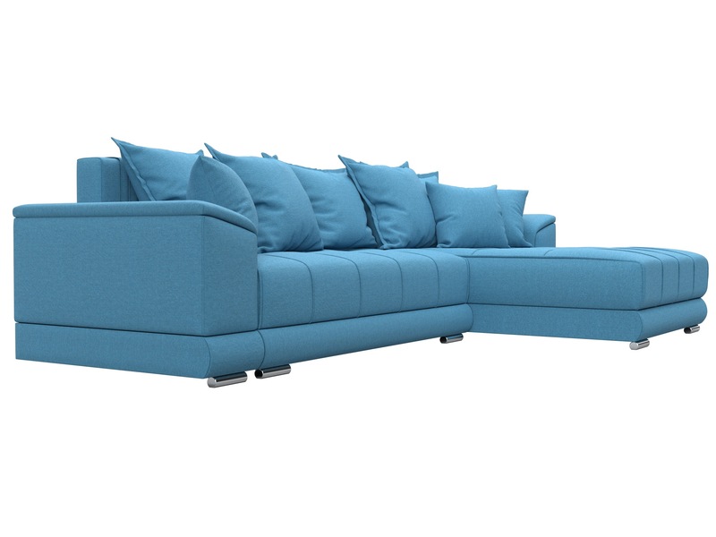 Диван угловой НордСтар правый угол, Рогожка, Амур 10 голубой