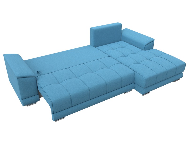 Диван угловой НордСтар правый угол, Рогожка, Амур 10 голубой