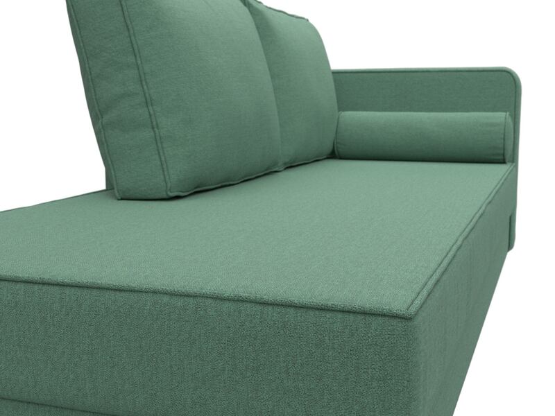 Кушетка Прайм правая, Рогожка, Амур 11 зеленый