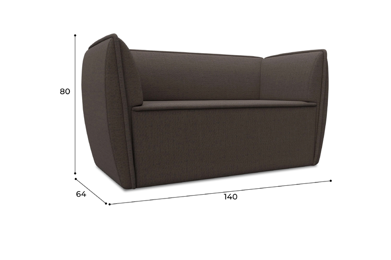 Диван кухонный прямой Бергамо 2-х местный, Рогожка, Амур 05 коричневый