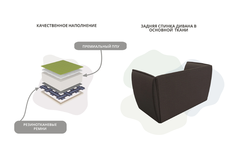 Диван кухонный прямой Бергамо 2-х местный, Рогожка, Амур 05 коричневый