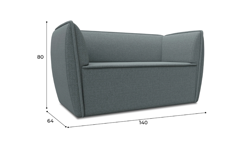 Диван кухонный прямой Бергамо 2-х местный, Рогожка, Амур 07 серый