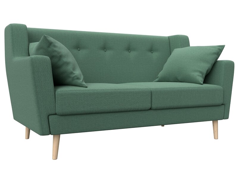 Диван кухонный прямой Брайтон 2, Рогожка, Амур 11 зеленый