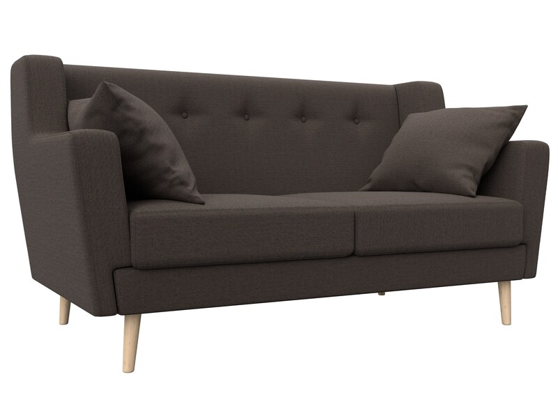 Диван кухонный прямой Брайтон 2, Рогожка, Амур 05 коричневый