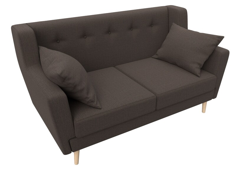 Диван кухонный прямой Брайтон 2, Рогожка, Амур 05 коричневый