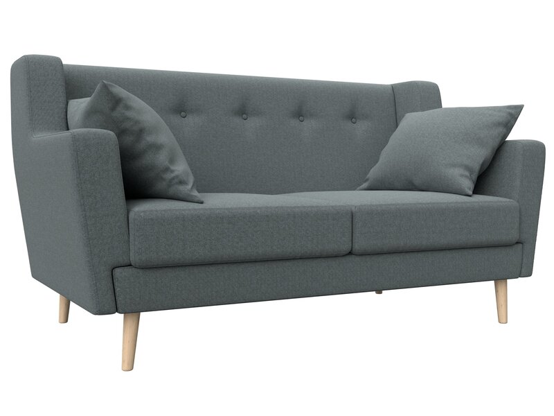 Диван кухонный прямой Брайтон 2, Рогожка, Амур 07 серый