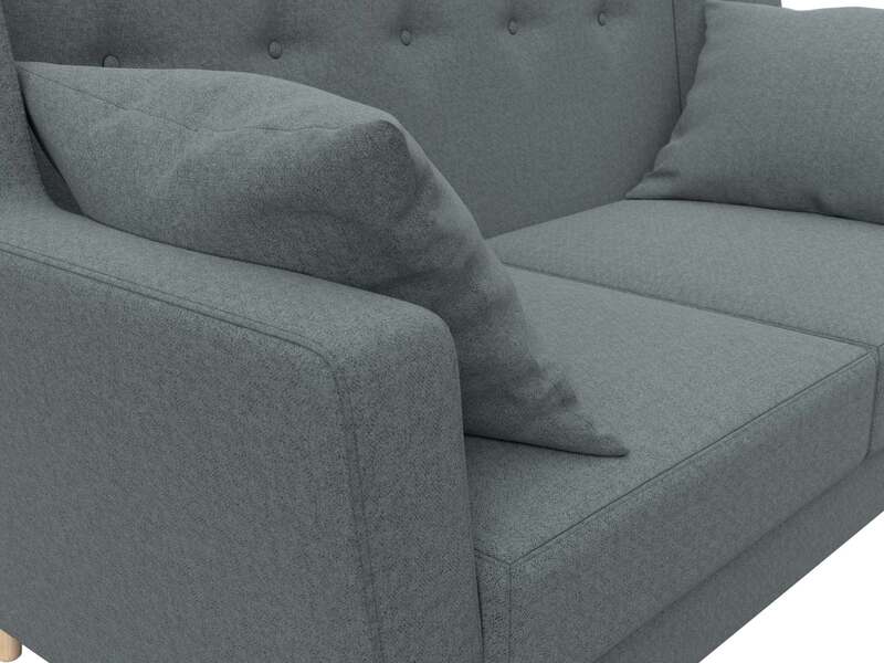 Диван кухонный прямой Брайтон 2, Рогожка, Амур 07 серый