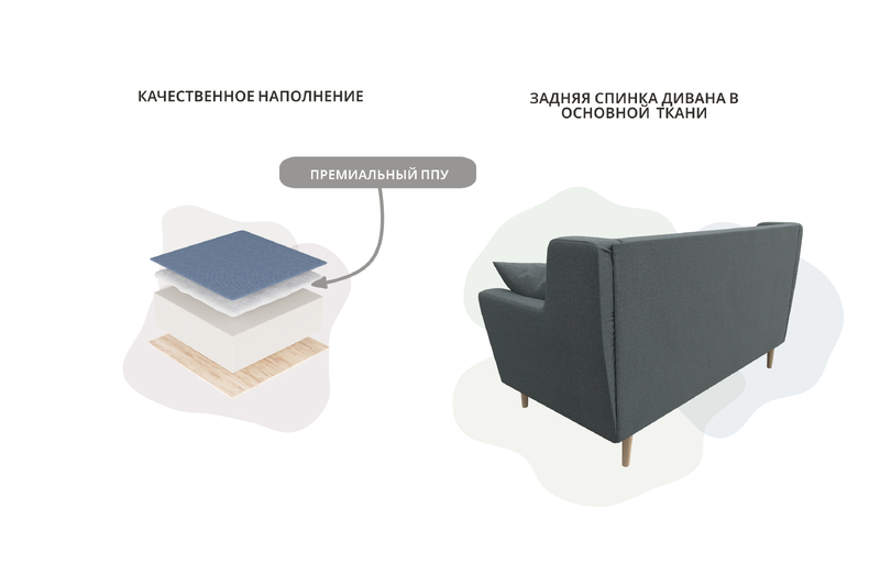 Диван кухонный прямой Брайтон 2, Рогожка, Амур 07 серый