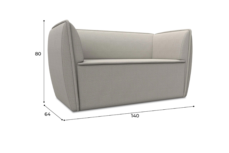 Диван кухонный прямой Бергамо 2-х местный, Рогожка, Амур 02 бежевый