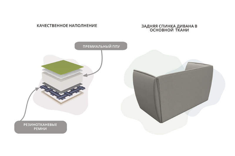 Диван кухонный прямой Бергамо 2-х местный, Рогожка, Амур 02 бежевый