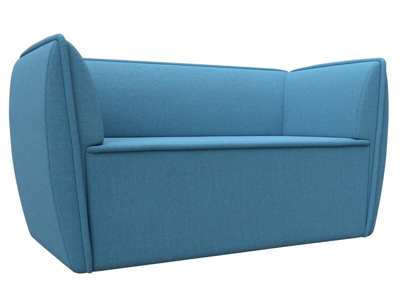 Диван кухонный прямой Бергамо 2-х местный, Рогожка, Амур 10 голубой